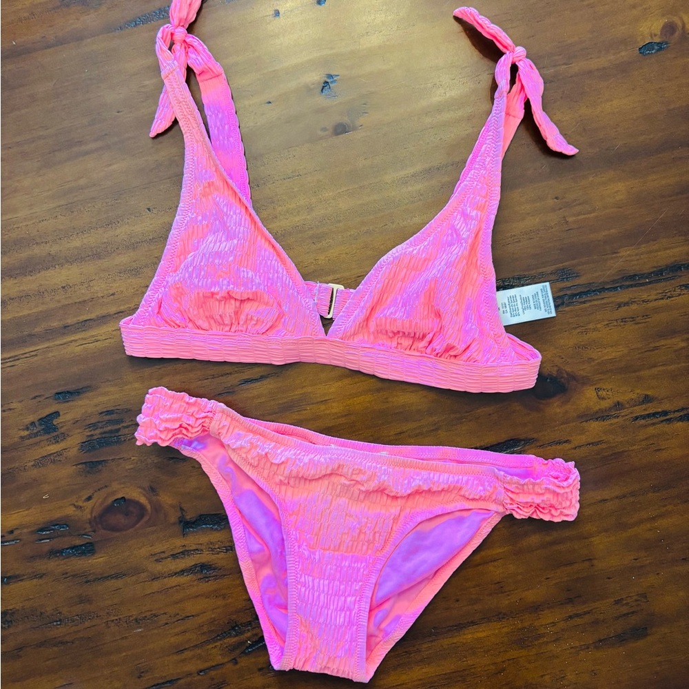 Jessica Simpson 2 Piece Bikini Pink Bottoms Small Top Medium